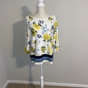 Ann Taylor Factory Petite Long Sleeve Floral Tunic Top